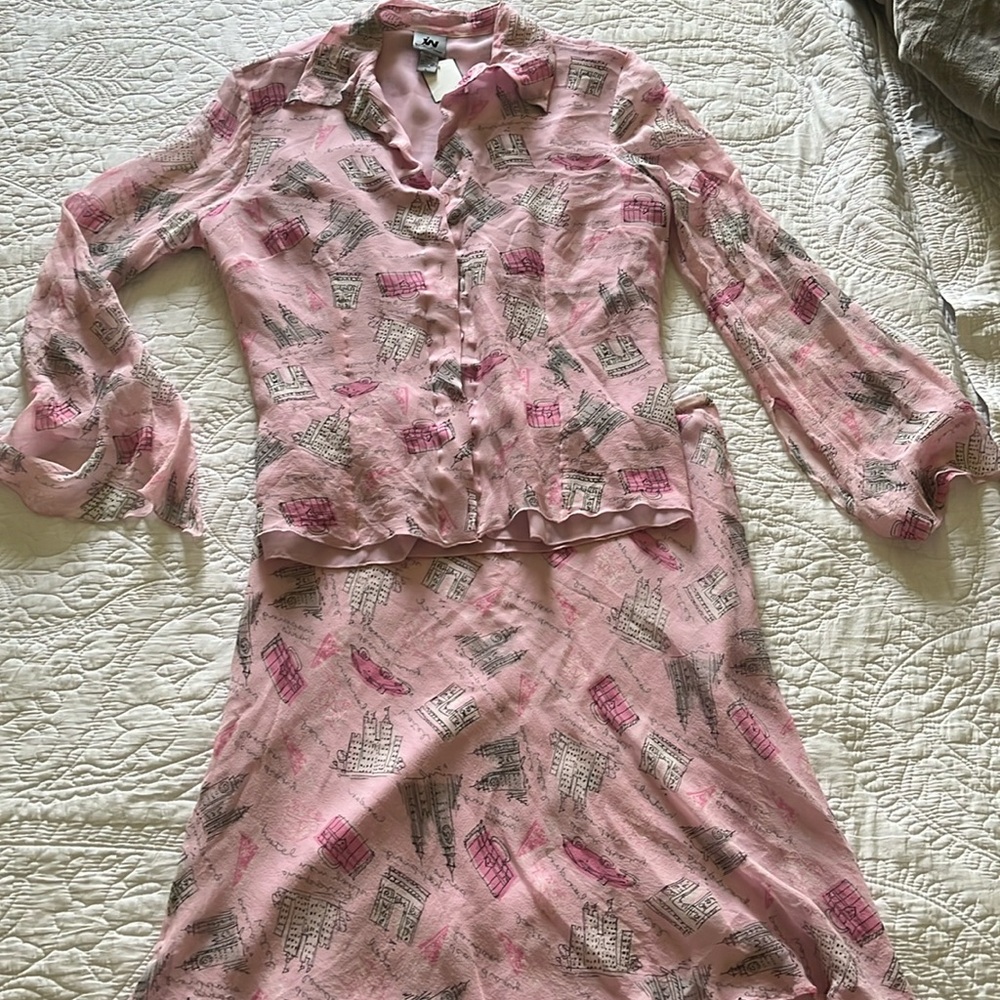 Junction west silk blouse and skirt.